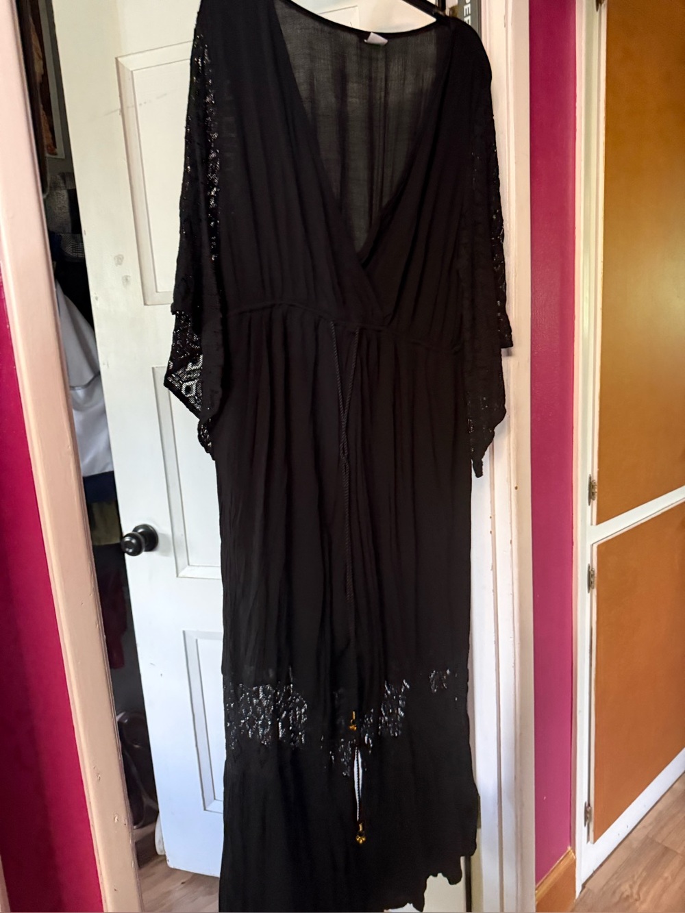 Venus Black jumpsuit Cover-Up with Lace Insets